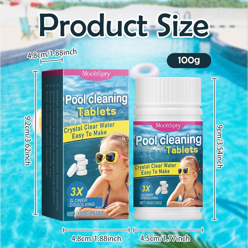 100g Chlorine Tablets for Swimming Pool, Multifunction Chlorine Tablets for