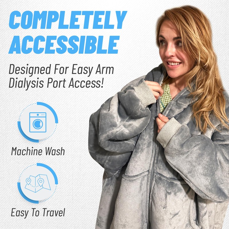 Dialysis Clothing Dialysis Sweatshirts with Arm Zipper | Oversized Wearable