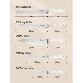 D.Perlla Knife Set with Wooden Block 6 Pieces Kitchen Knife Set, Knife Block Set with High Carbon German Stainless Steel, Sharp Knife Set with Wood Block