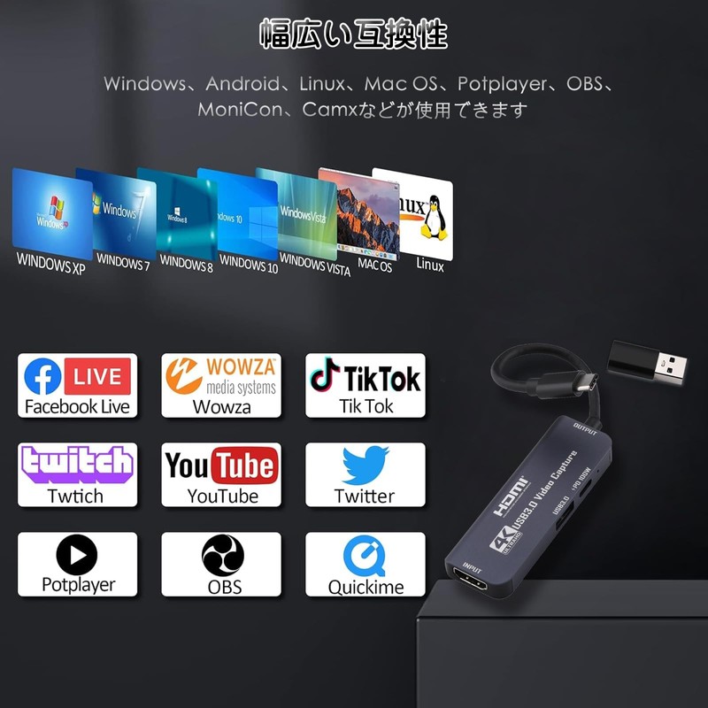 4K USB 3.0 HDMI Capture Board with 100W PD 60fps