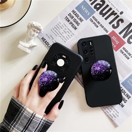 WUYULB Clear Crystal Glitter Collapsible Expandiing Moblile Phone Grip Stand Holder for Smartphones and Tablets Cell Phone Accessory (Dark Night Purple)