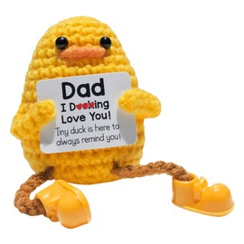 Emotional Support Duck Positive Crochet Animals Fathers Day Birthday Gifts for Dad Men from Daughter Wife Son Stocking Stuffers Love Dad Office Desk Decor Encouragement