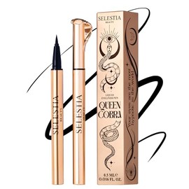 SELESTIA BEAUTY Lápiz delineador líquido negro Queen Cobra – Larga duración – Secado rápido, sin descamación – Aplicador fino y color intenso – 0.016 