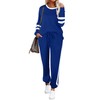 Aloodor Women's Long Sleeve Sweatsuits Loose Lounge Set Stripe Joggers
