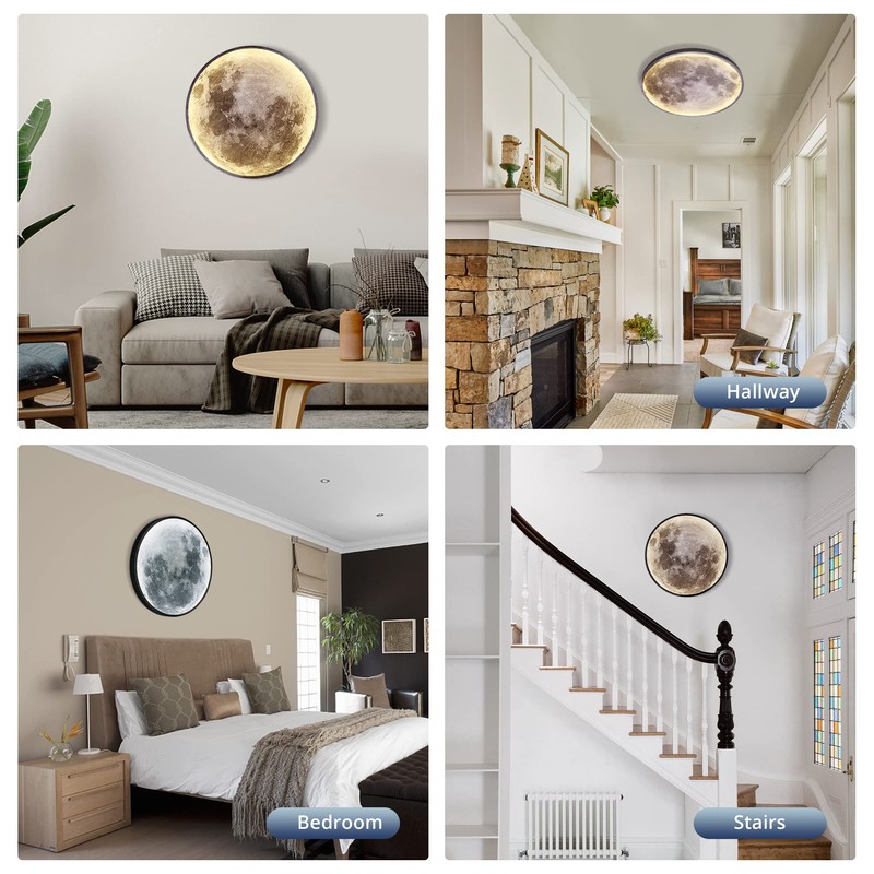 Dimmable Moon Wall Light 19.6 inch Wall Lights with Remote