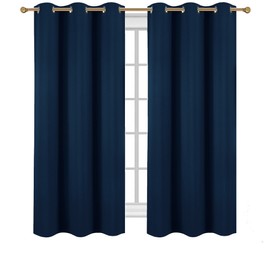 Diraysid Navy Blue Grommet Blackout Curtains for Bedroom Thermal Insulated Room Darkening Curtains Drapes, 42 x 72 inch, 2 Panels