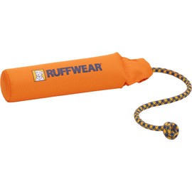 Ruffwear Lunker Throw Toy for Dogs – Durable, Soft Fabric Toy with Rope Handle for Fetch and Tug on Land & Water, Campfire Orange, Medium