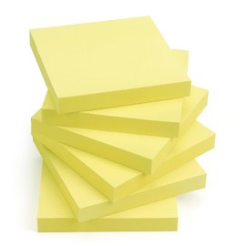 Sticky Notes 3x3 Self-Stick Notes Pads with 6 Bright Colors, Easy to Post for Office, School, Home, 6 Pads/Pack, 100 Sheets/Pad (Yellow)