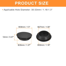 uxcell Silicone Stoppers, Rubber Stoppers, Compatible Diameters 1.2 - 1.3 inches (30 - 33 mm), 2 Pieces, Waterproof Hole Plugs, Flexible, Dustproof, High Temperature Resistant, Bottle, For Furniture