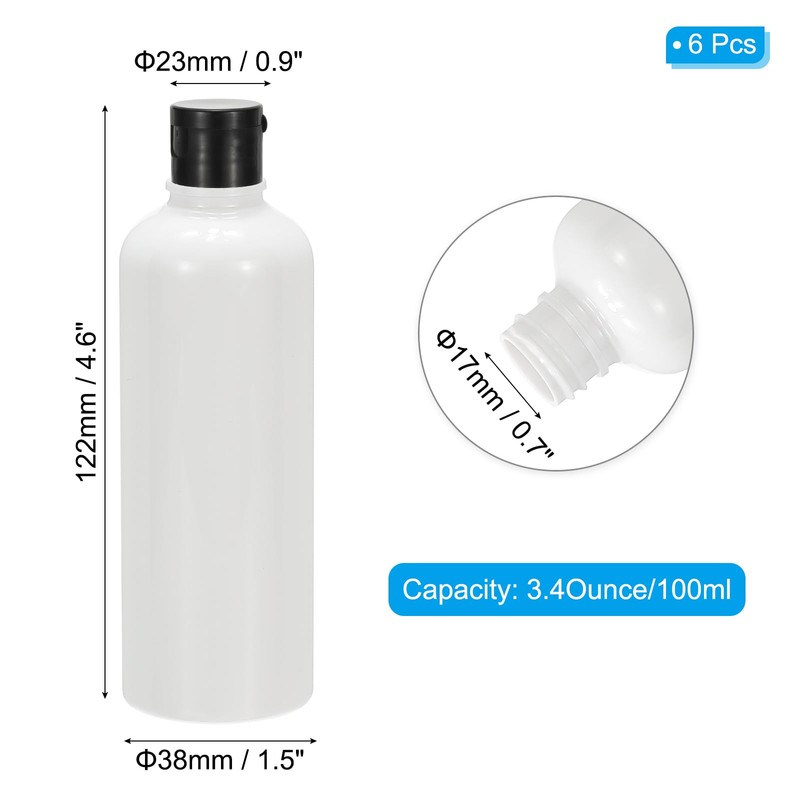 PATIKIL Travel Bottles with Flip Cap, 6 Pcs 3.4 Oz(100ml)