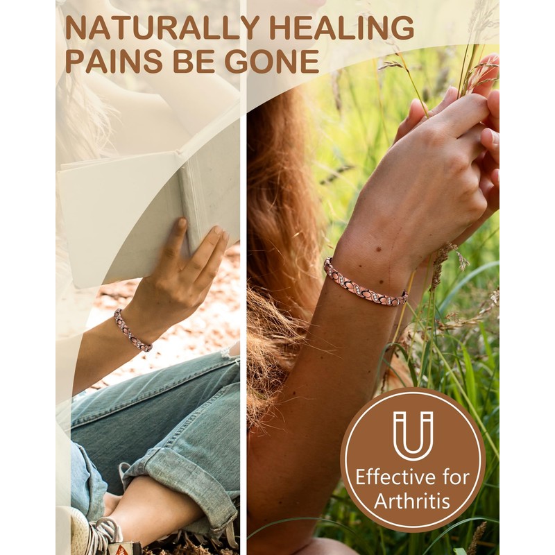 Feraco Pure Copper Bracelets for Women, Ultra Strength Magnetic Bracelet