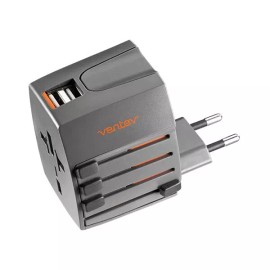 Ventev 12W Global Charging Hub 300 Dual USB A Wall Charger + Travel Adapter