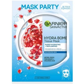 Garnier SkinActive, Hydra Bomb Super-Moisturizing and Energizing Sheet Mask, For Dehydrated Skin, Pomegranate, Pack of 5