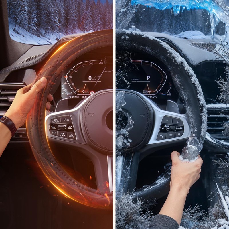 Heated Steering Wheel Cover - WARMITORY Luxury Steering Wheel Heater,