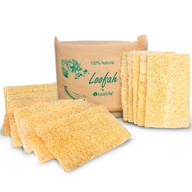 Natural Loofah Kitchen Sponge (XL - 10 Pack) - Natural Sponges for Dishes - Eco Friendly and Compostable Sponges - Plant Based Kitchen Dish Biodegradable Sponge