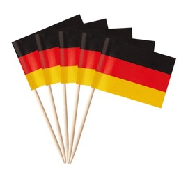 stidsds 100 Pcs Germany Flag German Toothpick Flags Mini Small Germany Cupcake Toppers Stick Flags Banner Party Cocktail Fruit Decoration