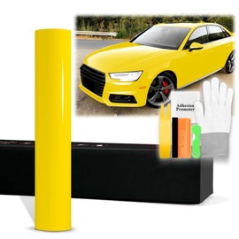 48"x60" (4FTx5FT) Lemon Yellow PET Super Gloss High Glossy Vinyl Wrap Auto Car Sticker Decal Film Sheet Bubble Free Air Release Technology with Tool Kit