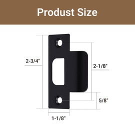 T-Strike Door Strike Plate, Stainless Steel Strike Plates for Interior Doors, Matte Black (1 Pack)