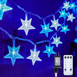 Minetom 33ft Blue and White Star String Lights Plug in