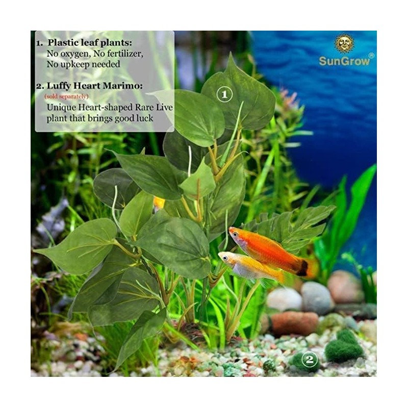 SunGrow Plastic Leaf Plant, Heavy-Duty Ceramic Base, Hiding Spot for