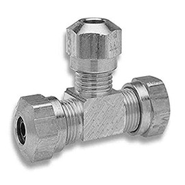 Edelmann 916440 Brass Compression Union Tee Fitting for Nylon Tube Air Brake Systems - 1/4"