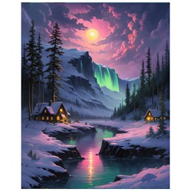 Lovepefe Snow Mountain Paint by Numbers Kit for Adults Beginner Waterfall Adult Paint by Number Kits On Canvas River Cabin Oil Painting Kit for Adults Kits for Gift Home Wall Decor 16x20 Inch
