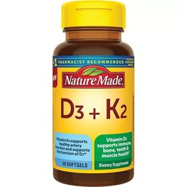 Nature Made Vitamin D3 + K2, Enhance Overall Wellness, GF, 30 Sgels
