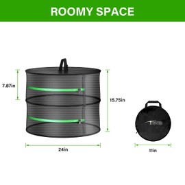 iPower Herb Drying Rack Zippered 2 Layer 24" Hanging Dryer with Garden Pruning Shear and Hook for Hydroponics Herb, Plant, Seed, Bud in Closets, Grow Tents & Outdoor