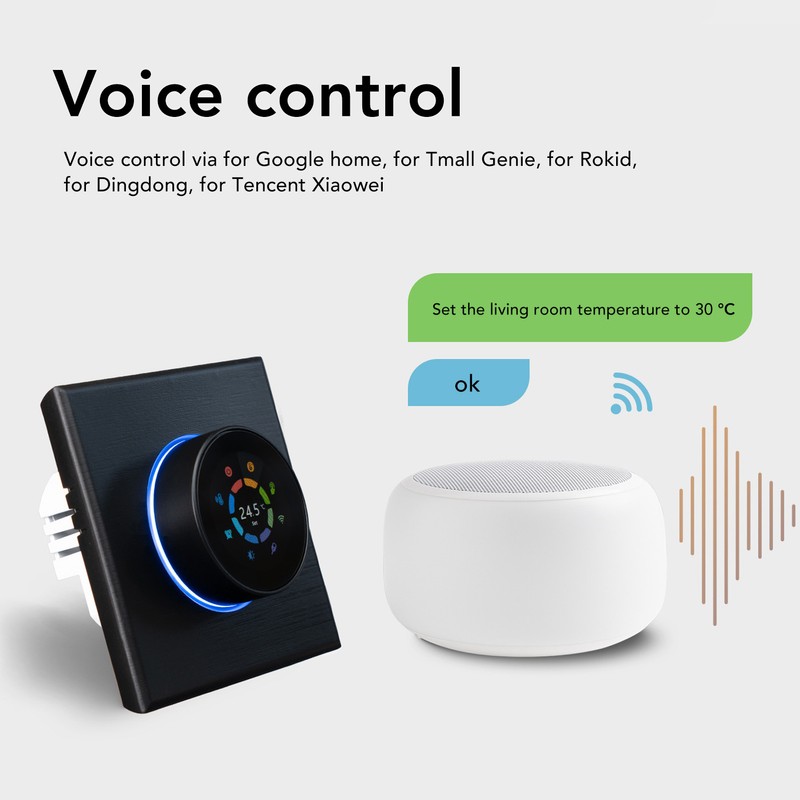 Smart Thermostat Black App Remote Control Timing Energy Saving High
