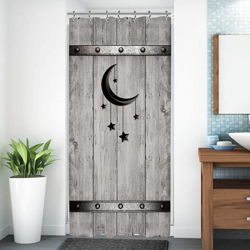Yookeb Stall Barn Door Bathroom Shower Curtain 36W by 71H
