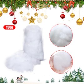 Fake Snow,Artificial Snow for Crafts,Christmas Tree Winter Houses Decorations,White Flocking Wonderland Powder Artificail Snowflakes Decor Cotton Material,for Xmas Party Indoor Outdoor Scene(150g)
