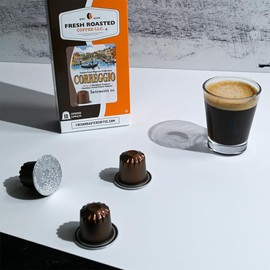 Fresh Roasted Coffee for Nespresso OriginalLine, Correggio Italian Craft Espresso, 60 Count Aluminum Capsules