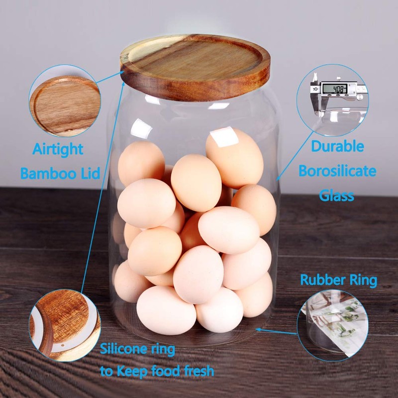 SAIOOL Egg Jar,kitchen canister， 1 Gallon Large Glass Food Storage