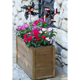 Eview Metal Pinwheel Yard Art Decoration with USA Flag Patter 4th of July DCO Set of 2