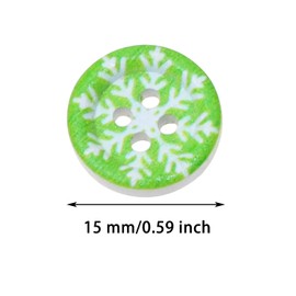 Christmas Wooden Buttons Penta Angel 100Pcs 4 Holes Assorted Color & Pattern Flatback Sewing Buttons for Craft DIY Xmas Decoration (Mixed Color, 15mm)