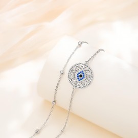 J.MUEN Evil Eye Bracelet Women's 925 Silver Jewellery for Girlfriend Wife Mother Daughter, 2017, Cubic Zirconia