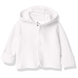 HonestBaby Baby Boys Snap-front Hooded Jackets, Side-snap Top, Hoodies In Cozy 100% Organic Cotton Infant Girls, Unisex Cardigan Sweater, Bright White, 18 Months US