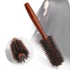 Roller Round Brush, 14 Rows Natural Wooden Boar Bristle Round