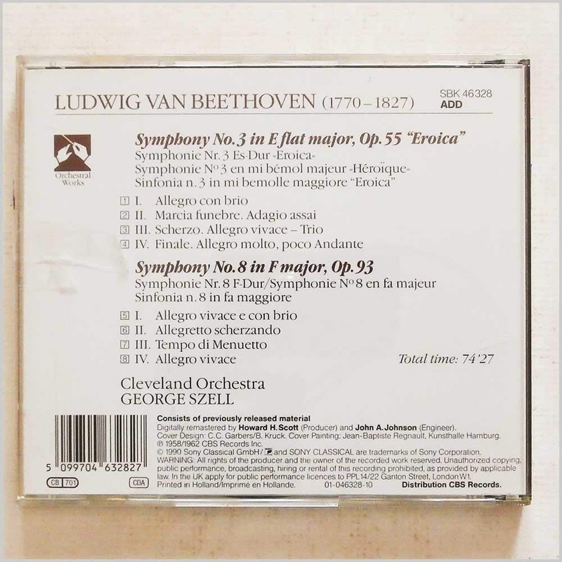 Beethoven: Symphony No. 3 (Eroica) / Symphony No. 8