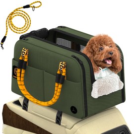 PAWZIDEA Center Console Dog Car Seat, Enclosed Small Dog Armrest Booster Carseat, Secure Straps &Anti Slip, Portable TSA Approved Puppy Pet Carrier Soft-Sided, Removable Pillow Storage Pocket, up 12lb