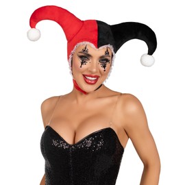 Leg Avenue Harlequin bonnet, BLACK/RED, O/S