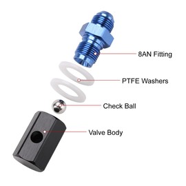Podavelle 8AN Male Fuel Cell Tank Rollover Vent Valve Aluminum Black/Blue