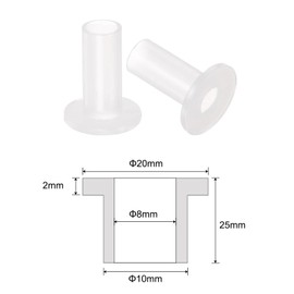 QUARKZMAN Pack of 10 Flanged Plain Bearings Plastic Bushings 8 mm Bore x 10 mm Outer Diameter x 25 mm Length Nylon Bushings, White