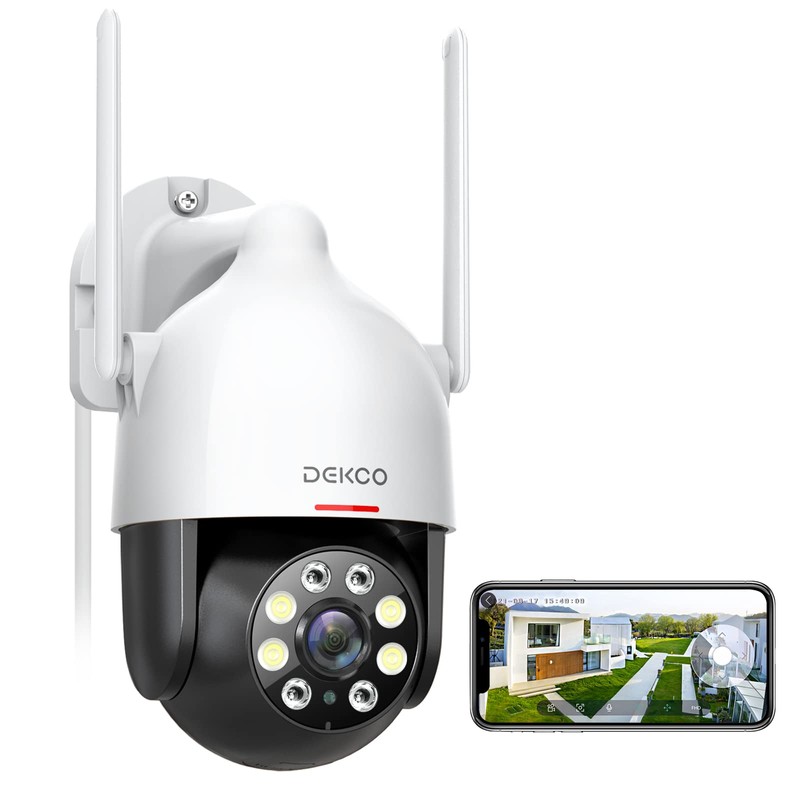 DEKCO 2K WiFi Surveillance Security Camera Outdoor/Home/Dome, Pan-Tilt 360° View,