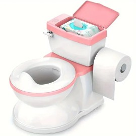 Unbranded Pink Realistic Potty Easy  Training Easy to Clean Diaper Seat | Wipe Storage