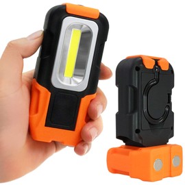 TORCHSTAR Portable LED Work Light, COB Magnetic Work Light, Hanging Hook & Battery Operated Flashlight, Job Site Lighting for Car Repairing, Emergency, Hiking, Camping, Pack of 1