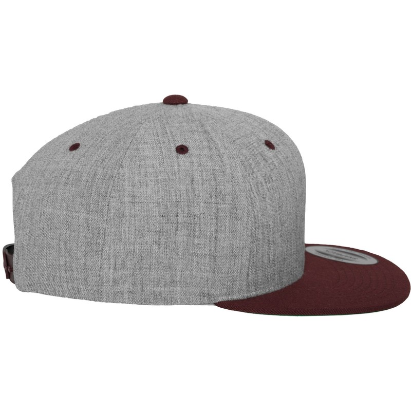 Flex fit Men's Kappe Classic Snapback 2-Tone Baseball Cap, h.Grey/Maroon,