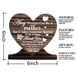 Stepmom Wood Sign, Thank You Being The Mom You Didn't Have to be and Loving Me As Your Own, Gift Wood Plaque Heart, Heart Wood Sign, Mom Plaque, Meaningful Gifts for Mom, Mother's Day, Christmas