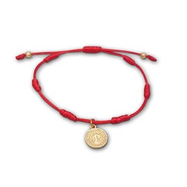 Synata Pulsera de 7 Nudos Pulsera Protección Buena Suerte Medalla de San Benito (Rojo)