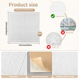 Nuanchu 20 Pcs Foam Drop Ceiling Tiles Peel and Stick White 3D Wall Panels, 26-105.5 Sq. ft Adhesive Glue up Waterproof Wallpaper DIY for Office Home (13.8 x 13.8 Inch,Fresh)